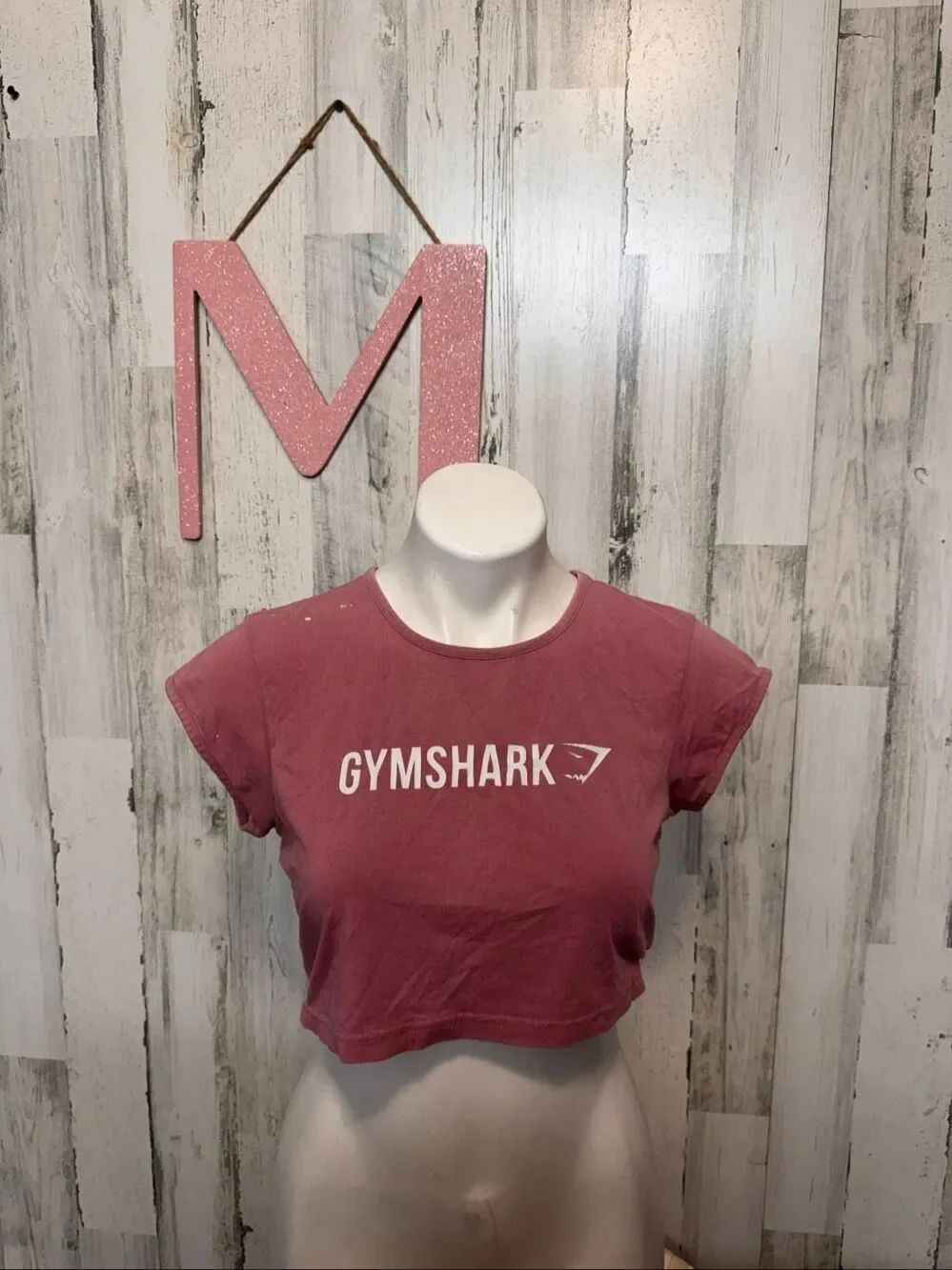Gymshark Dusky Pink Cropped Short Sleeve Graphic Tee Womens Size Medium